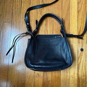 All Saints Pebbled Black Leather Cross Body satchel woven handle purse